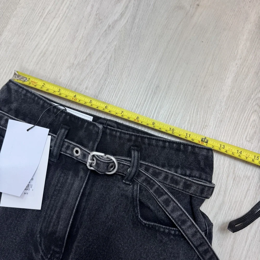 3.1 Phillip Lim High Rise Wide Leg Belted Jeans Womens 0 Washed‎ Black $475